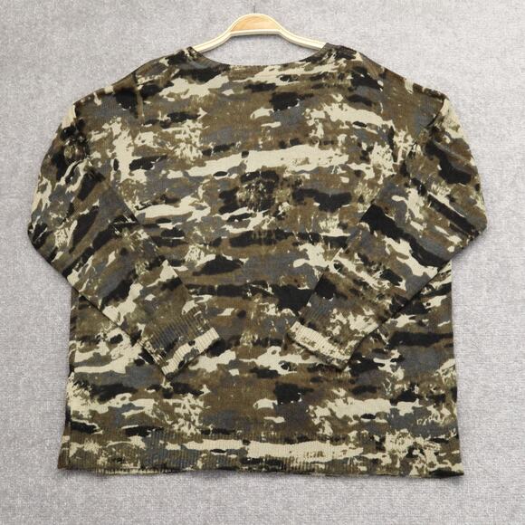 NWT Rock & Republic Womens Army Camo Sweater 1X Boxy Lightweight Grunge Punk - Picture 9 of 13